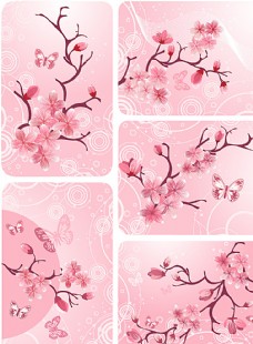 春季背景粉色桃花矢量素材图片