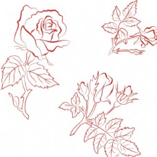 欧式风格玫瑰花素描图片