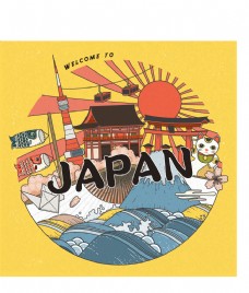 风情时尚特色日本旅行插画