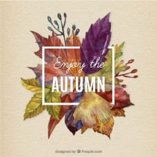 手绘的秋天树叶背景