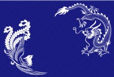 蓝色背景中国风龙凤古典背景