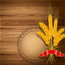 小麦麦穗与木纹背景