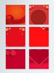 中国新年红色新年中国风灯笼主图背景