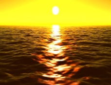 视频模板金黄色的海面夕阳