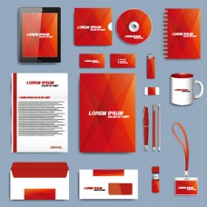 VI素材模板红色大气企业VI设计模板矢量素材