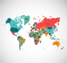 精美彩色世界地图矢量图