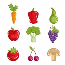 9款健康蔬菜和水果矢量素材