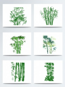 绿色叶子手绘古典中国风竹子PNG元素