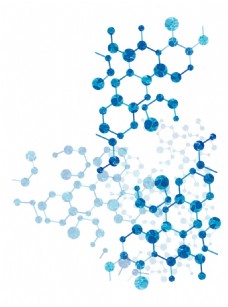 蓝色立体分子png元素
