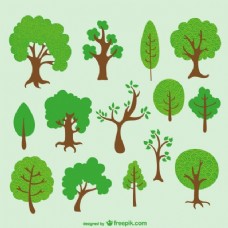 绿树多样化的树卡通包