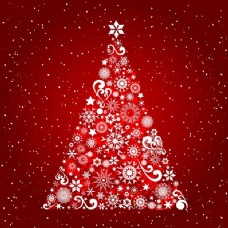 红色背景的装饰圣诞树