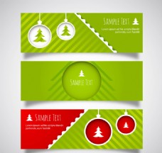 3款绿色圣诞树banner矢量图