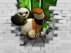壁纸壁画 功夫熊猫3d背景墙图片