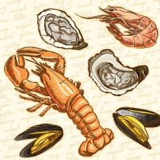 卡通海鲜食品矢量素材图片