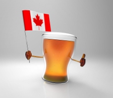加拿大国旗与啤酒