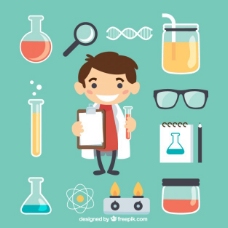 科学实验小科学家与实验室元素