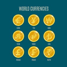金色世界货币图标矢量素材