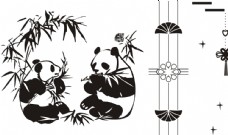 熊猫竹子中国结移门图案图片