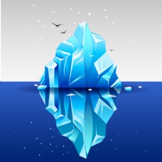 卡通北极融化的冰山