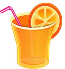 装橙汁的玻璃杯柠檬片带吸管的玻璃杯