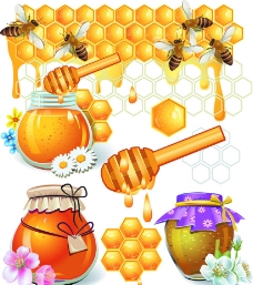 餐饮蜂蜜相关卡通图矢量素材