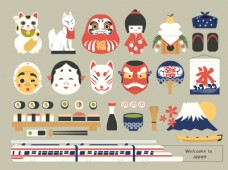 日本风情特色日本旅行风情插画