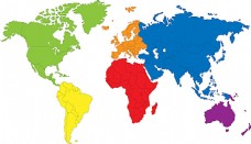 PPT模版世界彩色地图版块