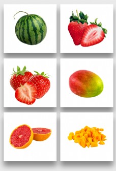 素材瓜果西瓜草莓芒果水果透明PNG免扣素材