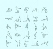 25款简洁瑜伽姿势矢量图