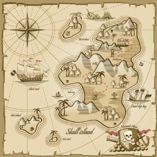 SPA插图古老创意海盗地图插画