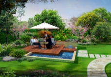 别墅花园 亲水平台 景观设计图片