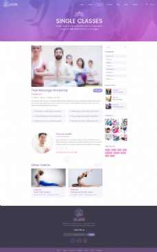瑜伽运动紫色大气的运动瑜伽健身网站课程介绍