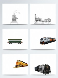 现代火车手绘简约现代蒸汽火车