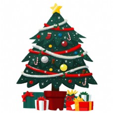 圣诞节可爱圣诞树礼物图PNG元素
