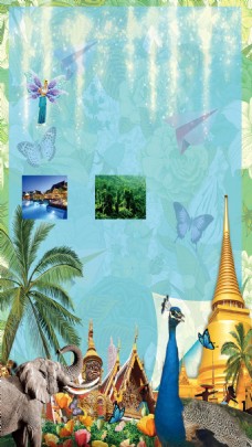 情人岛泰国大象动物海报背景设计