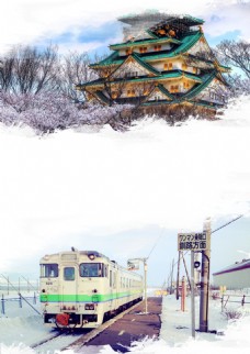日本海报设计精美个性日本旅游海报背景设计