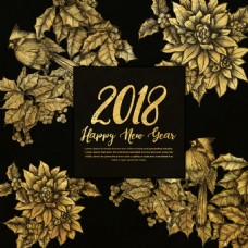 2018金色花卉装饰背景