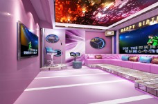 3D设计室内设计3D效果图粉色系KTV生日聚会