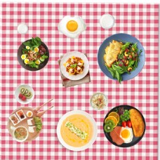 美食素材餐桌美食沙拉蔬菜俯视俯拍免抠PSD素材