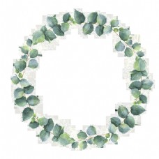 蓝绿色花环简约时尚透明素材