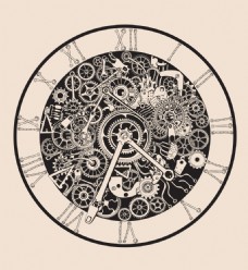 创意齿轮工业钟表插画