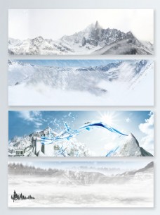简约大气简约冬季雪山雪景冬装上新大气海报背景