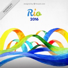 水彩丝带里约奥运会2016背景矢量图
