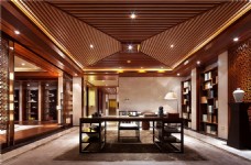 中式传统木制装修书房设计效果图