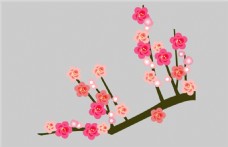 粉红色的梅花flash动画  梅花矢量树枝花朵