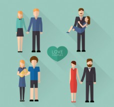 4款创意情侣夫妻设计矢量图