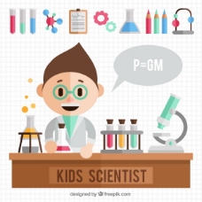 科学实验科学家通过实验设计的孩子