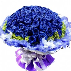 玫瑰花束妖艳亮蓝色玫瑰花花朵花束实物元素