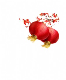喜庆节日喜庆氛围红色梅花灯笼节日元素
