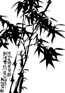 叶子中国画水墨风格竹子竹叶竹的矢量素材AI格式01